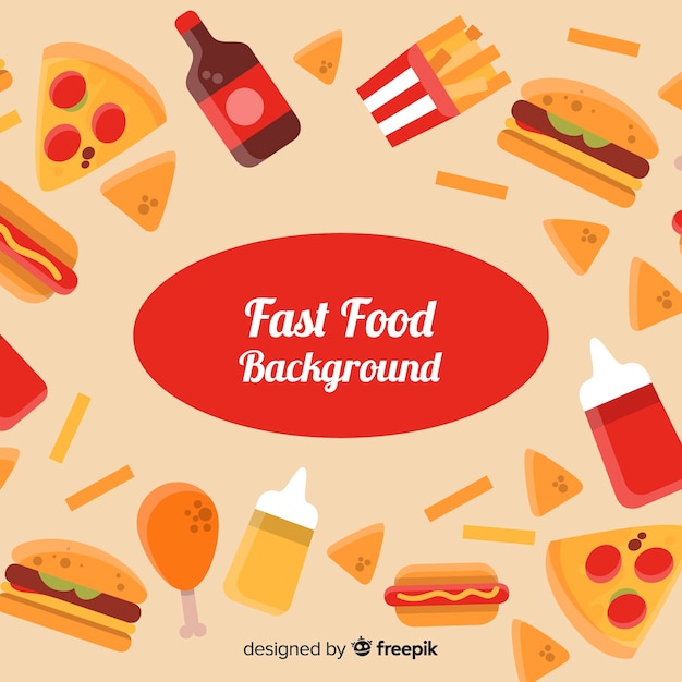 Fondo de comida rápida en diseño plano
