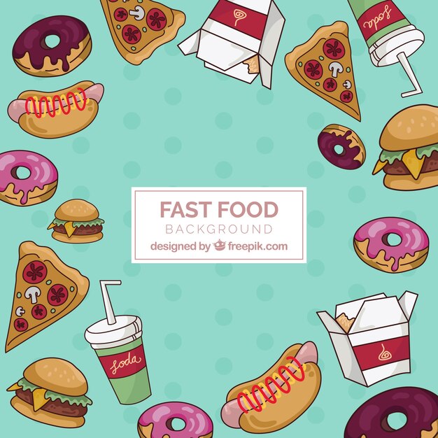 El fondo con comida rápida