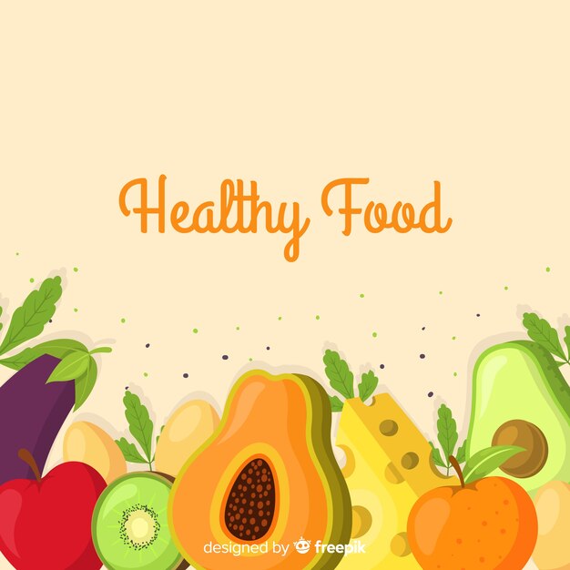 Fondo de comida saludable dibujado a mano