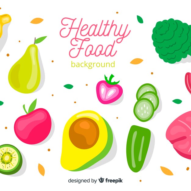 Fondo de comida saludable en diseño plano