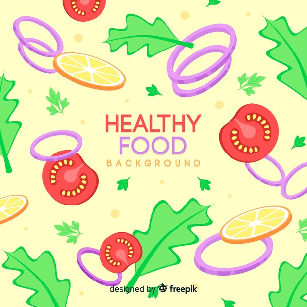 Fondo de comida saludable en diseño plano