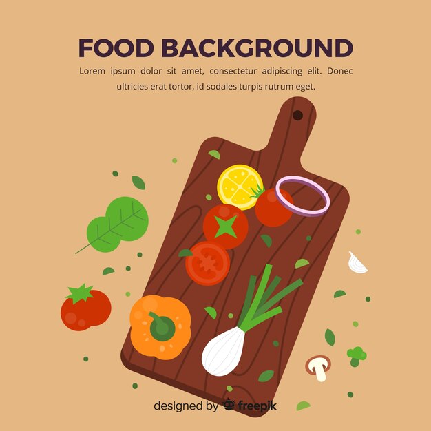 Fondo de comida saludable en diseño plano