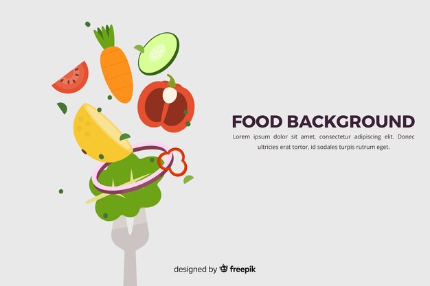Fondo de comida saludable en diseño plano