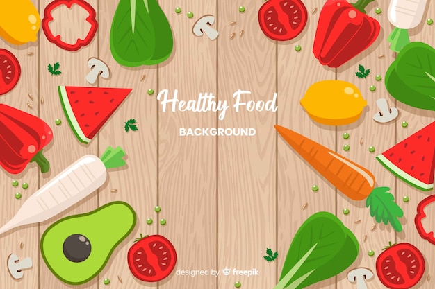 Fondo de comida saludable en diseño plano