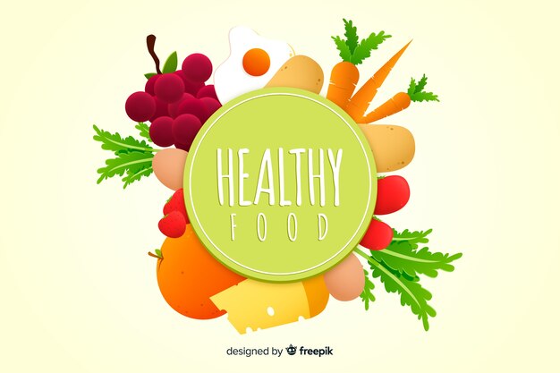 Fondo de comida saludable en diseño plano