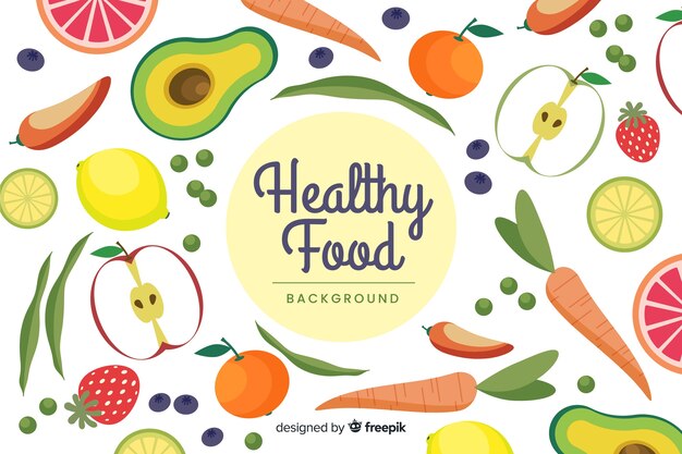 Fondo de comida saludable en diseño plano