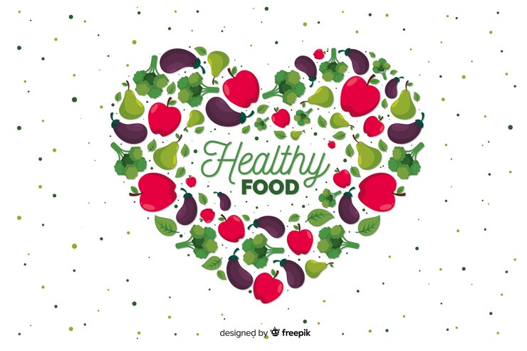 Vector gratuito fondo de comida saludable en diseño plano
