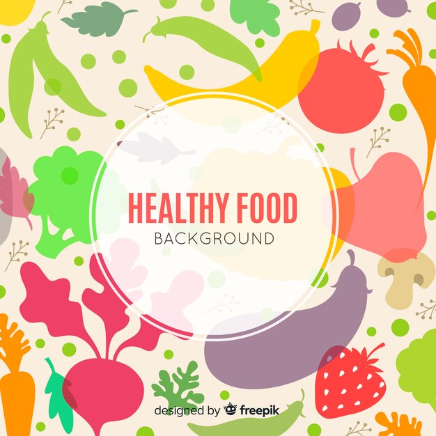 Fondo de comida saludable en diseño plano