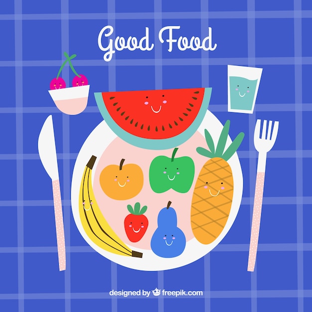 Fondo de comida sana con diseño plano
