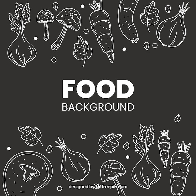 Vector gratuito fondo de comida sana con estilo de dibujo a mano