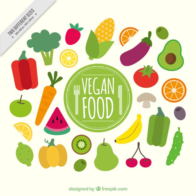 Fondo de comida sana plana vegana