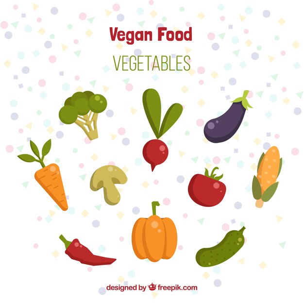 Fondo de comida vegana dibujado a mano 