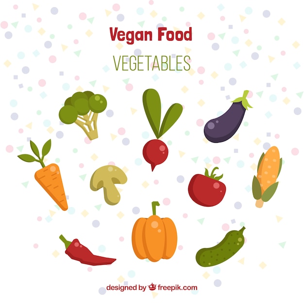 Fondo de comida vegana dibujado a mano 