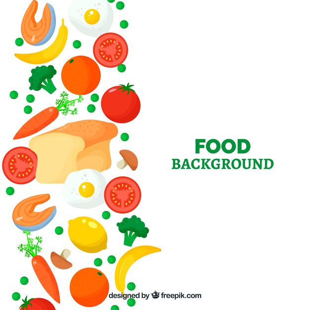 Fondo de comida con vegetales y pan