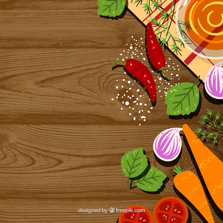 Vector gratuito fondo de comida con vegetales en vista superior