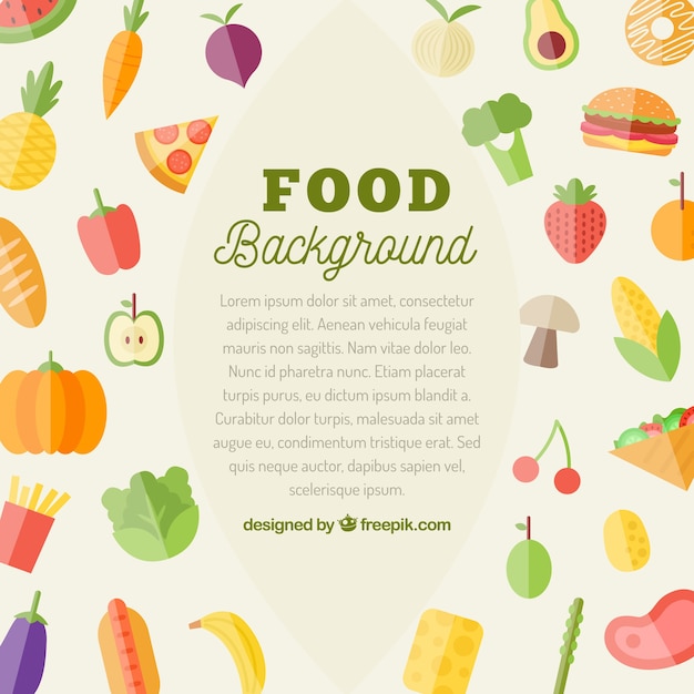 Vector gratuito fondo de comida con verduras de diseño plano