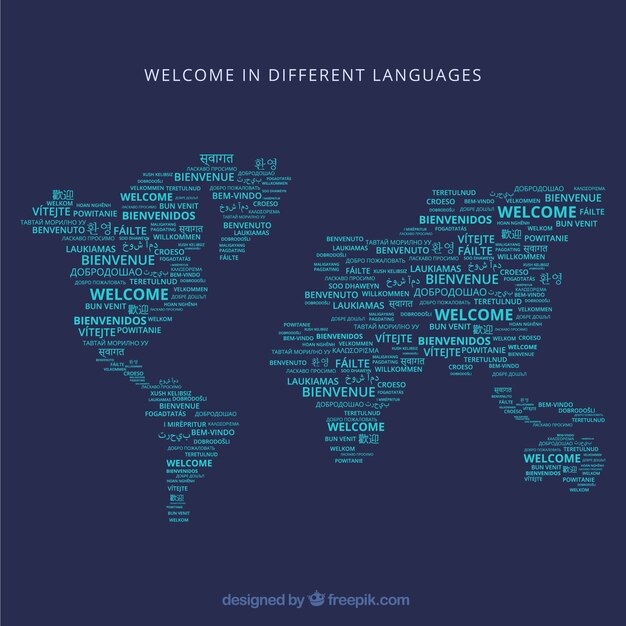 Fondo de composición de bienvenido en idiomas diferentes