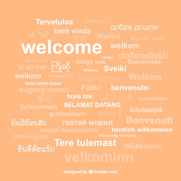 Fondo de composición de bienvenido en idiomas diferentes