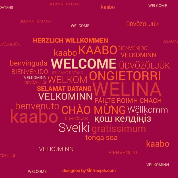 Fondo de composición de bienvenido en idiomas diferentes
