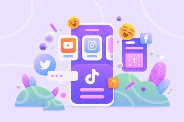 Fondo de concepto 3d de redes sociales
