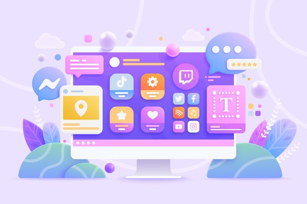 Fondo de concepto 3d de redes sociales