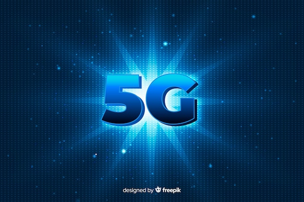 Fondo de concepto 5g con estrella brillante