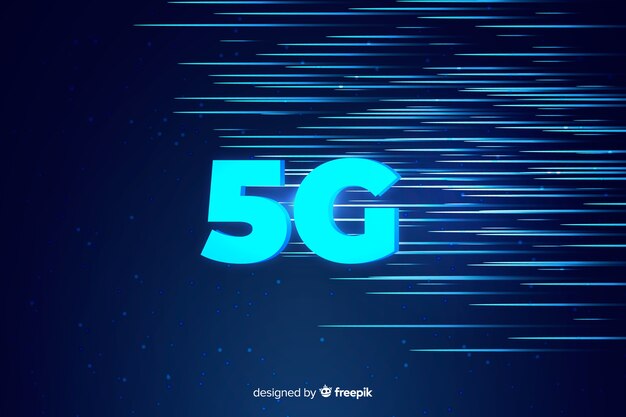 Fondo de concepto 5g y líneas de luz de velocidad