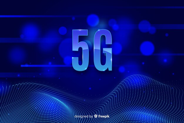 Fondo de concepto 5g con luces defocused