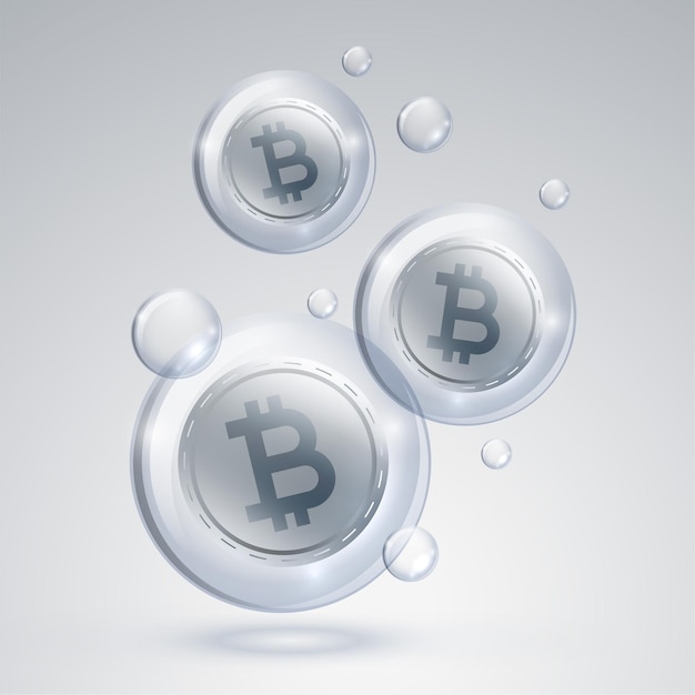 Fondo de concepto de burbuja de mercado de criptomonedas de Bitcoin
