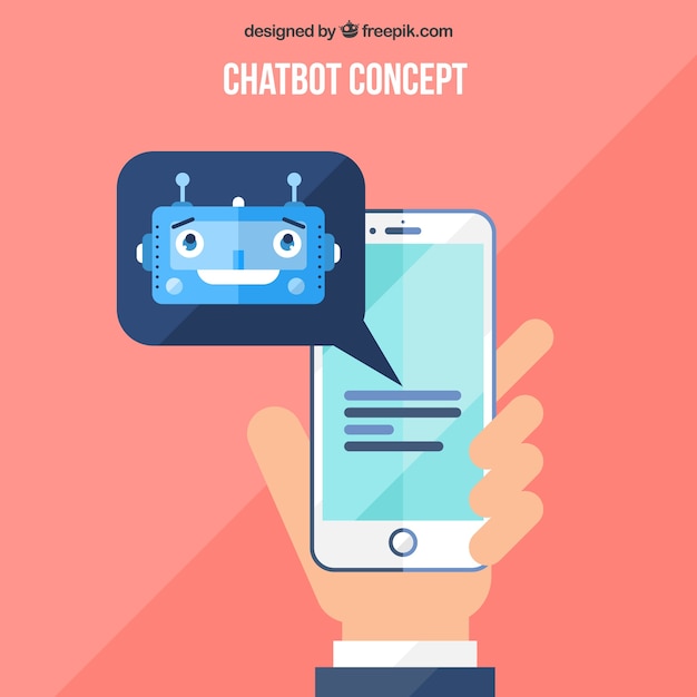 Fondo de concepto chatbot con dispositivo móvil