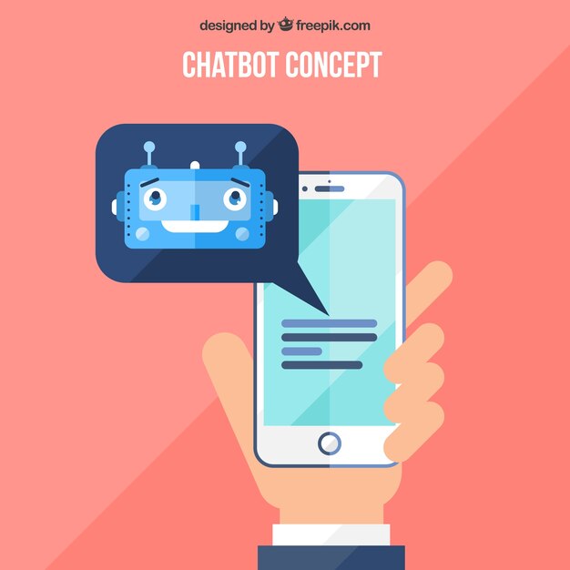 Fondo de concepto chatbot con dispositivo móvil