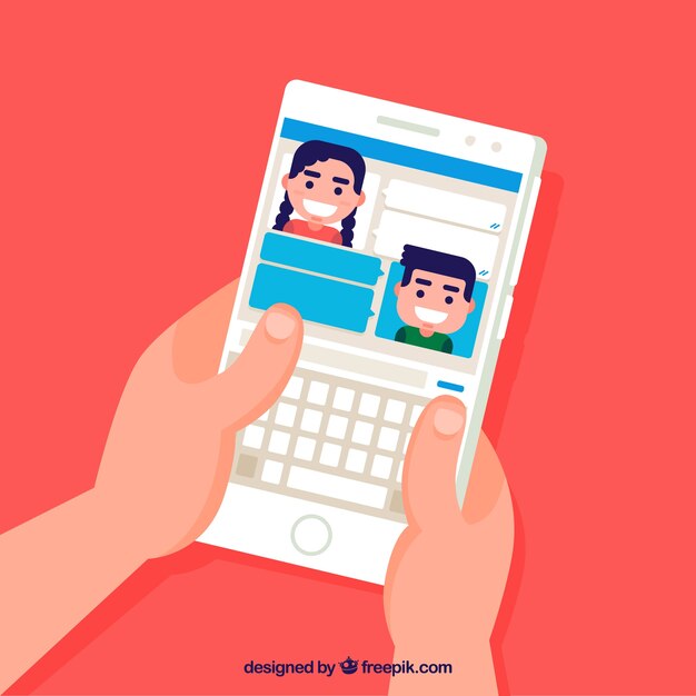 Fondo de concepto chatbot con dispositivo móvil