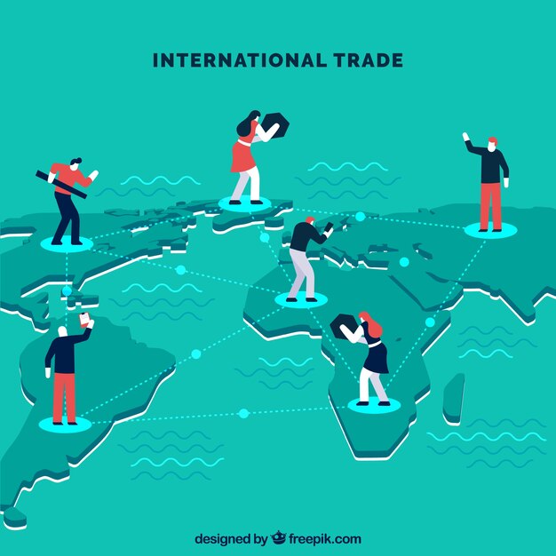 Fondo de concepto de comercio internacional con mapa