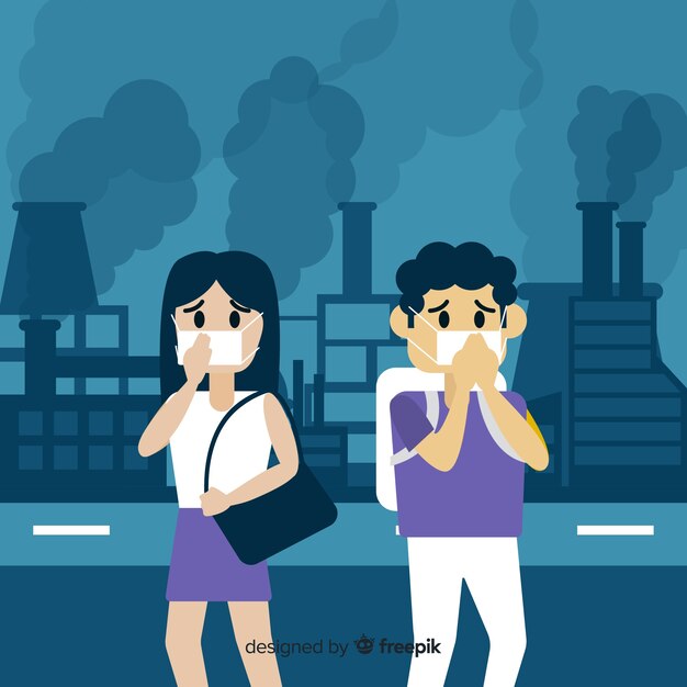 Fondo de concepto de contaminación estilo plano