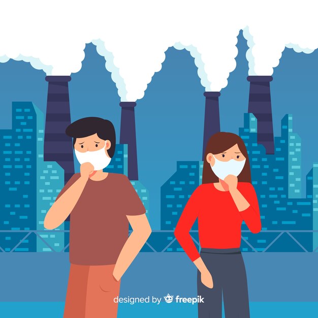 Fondo de concepto de contaminación estilo plano