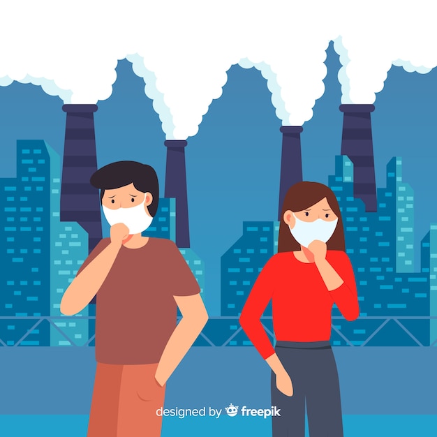Fondo de concepto de contaminación estilo plano