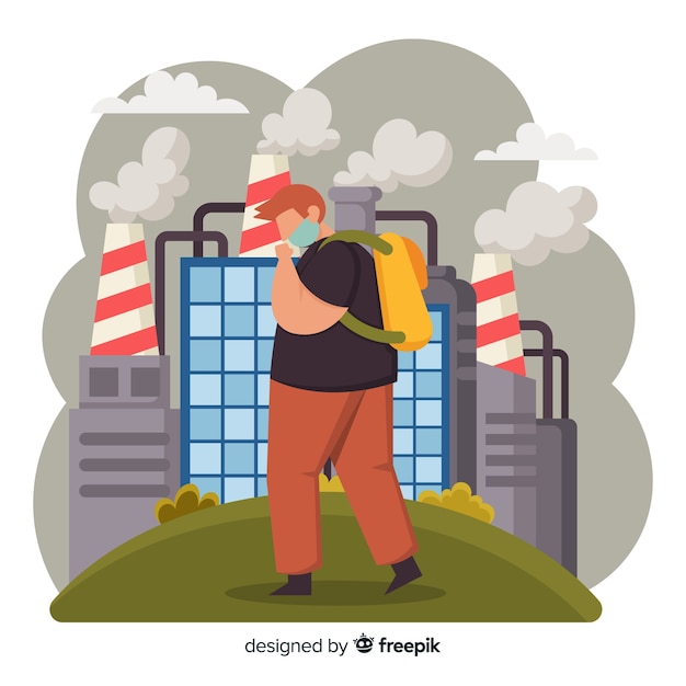 Fondo de concepto de contaminación estilo plano