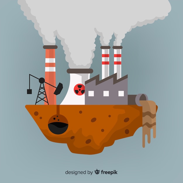 Fondo de concepto de contaminación estilo plano
