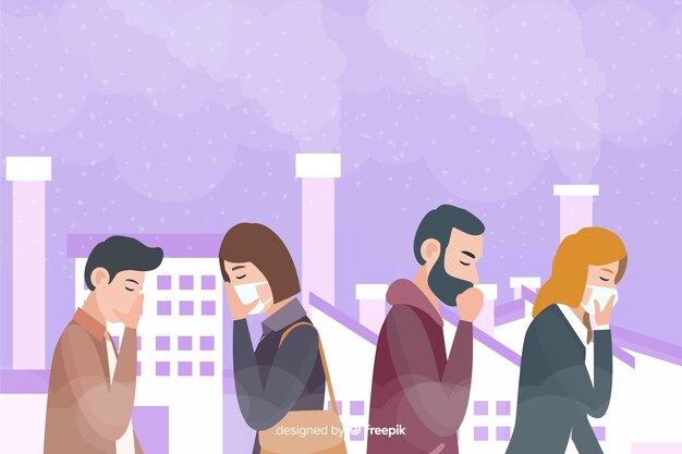 Fondo de concepto de contaminación estilo plano