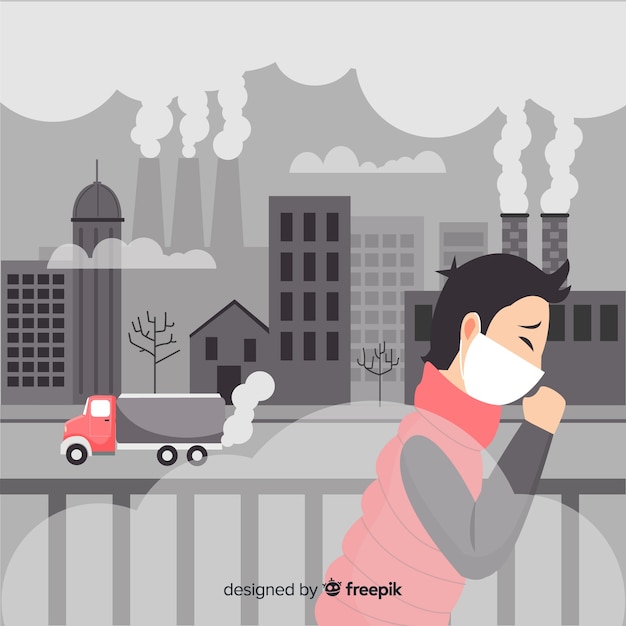 Vector gratuito fondo de concepto de contaminación estilo plano