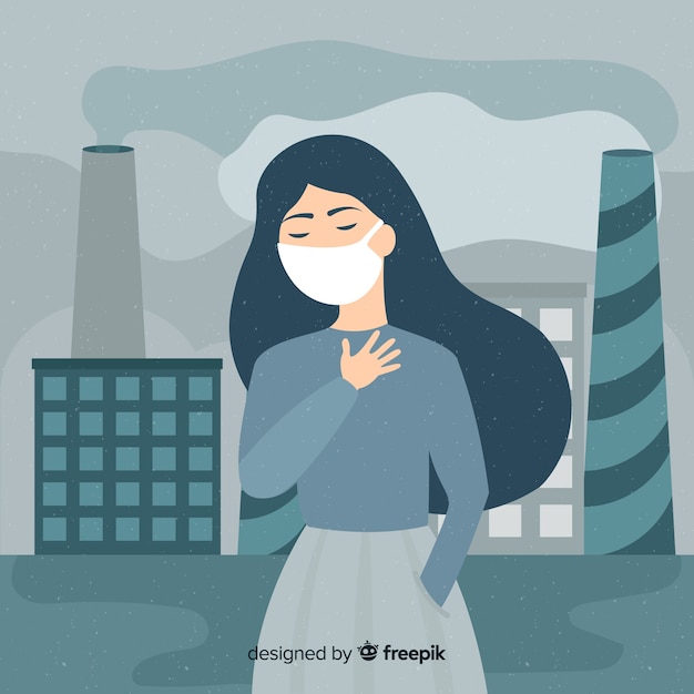 Fondo de concepto de contaminación estilo plano