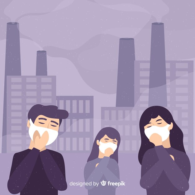 Fondo de concepto de contaminación estilo plano