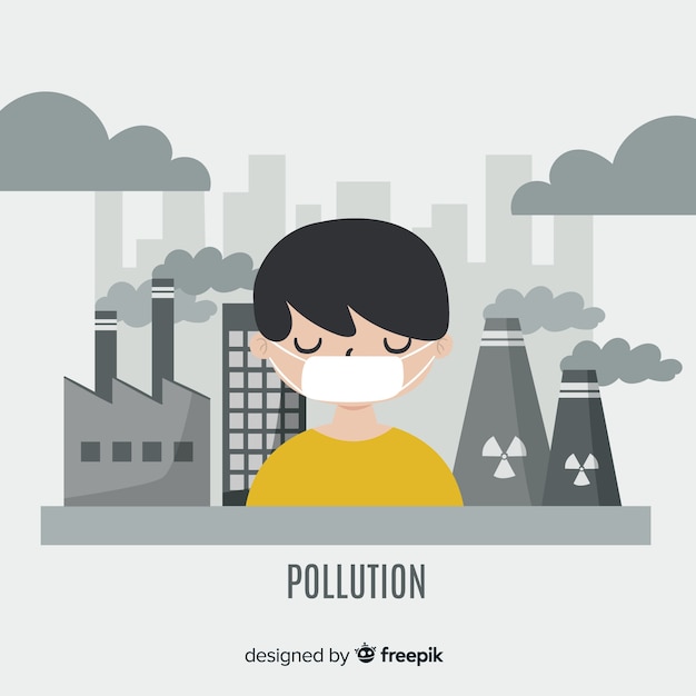 Vector gratuito fondo de concepto de contaminación estilo plano