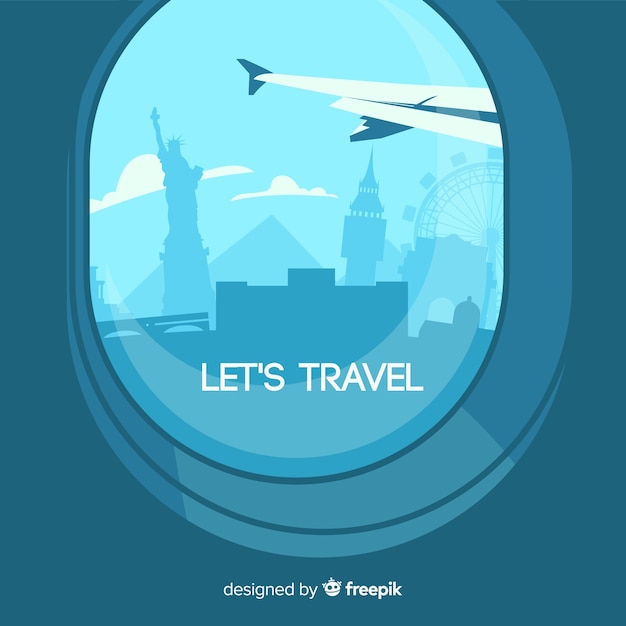 Vector gratuito fondo concepto día mundial del turismo con vistas desde el avion