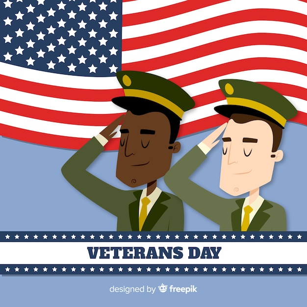 Vector gratuito fondo concepto día de los veteranos con bandera usa