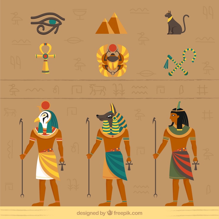 Vector gratuito fondo concepto egipto con geroglíficos