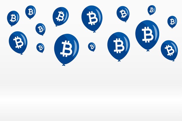 Fondo de concepto de globo de bitcoin volador