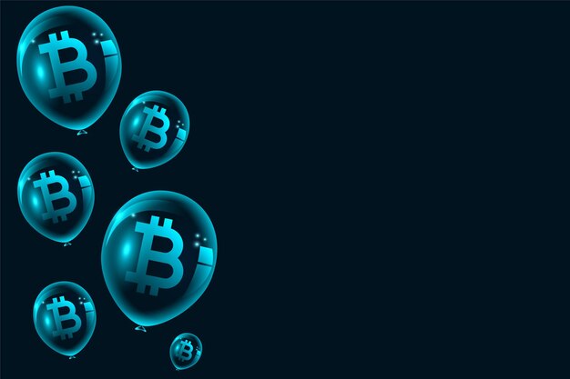 Fondo de concepto de globos de burbuja de Bitcoin