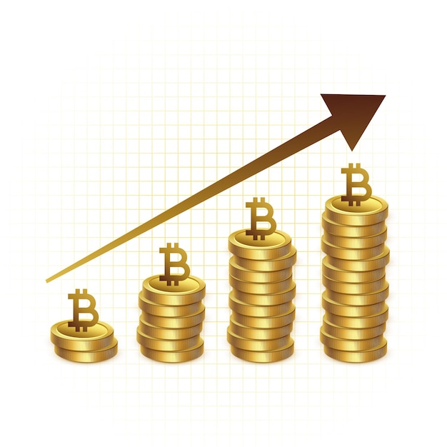 Fondo de concepto de gráfico de gráfico de crecimiento de Bitcoin