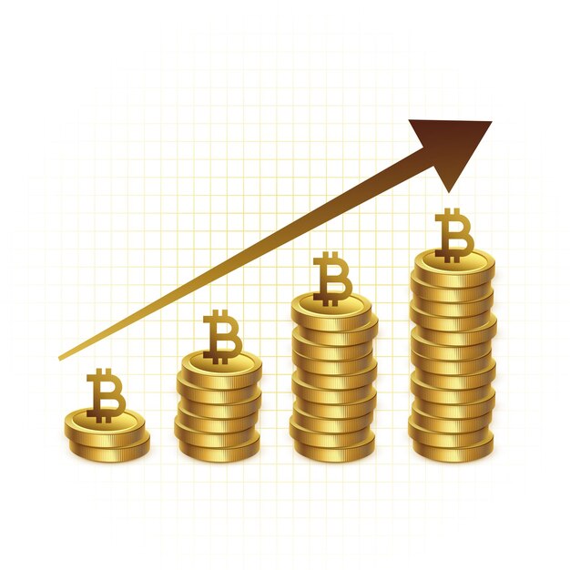 Fondo de concepto de gráfico de gráfico de crecimiento de Bitcoin